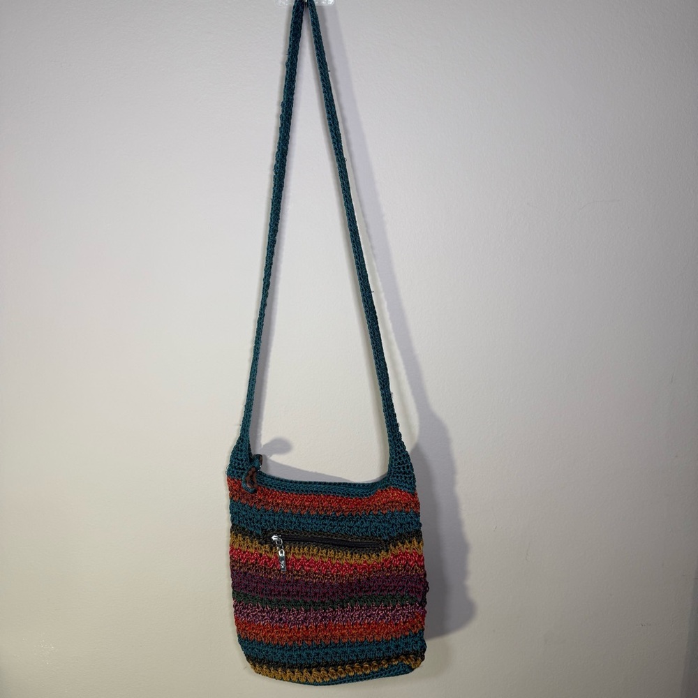 The Sak Multicolor Rainbow Crochet Crossbody Satchel Bag